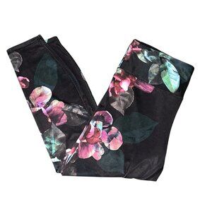 RBX Womens Floral Print High-Waisted Capri Leggings Black Workout Yoga Pants Siz